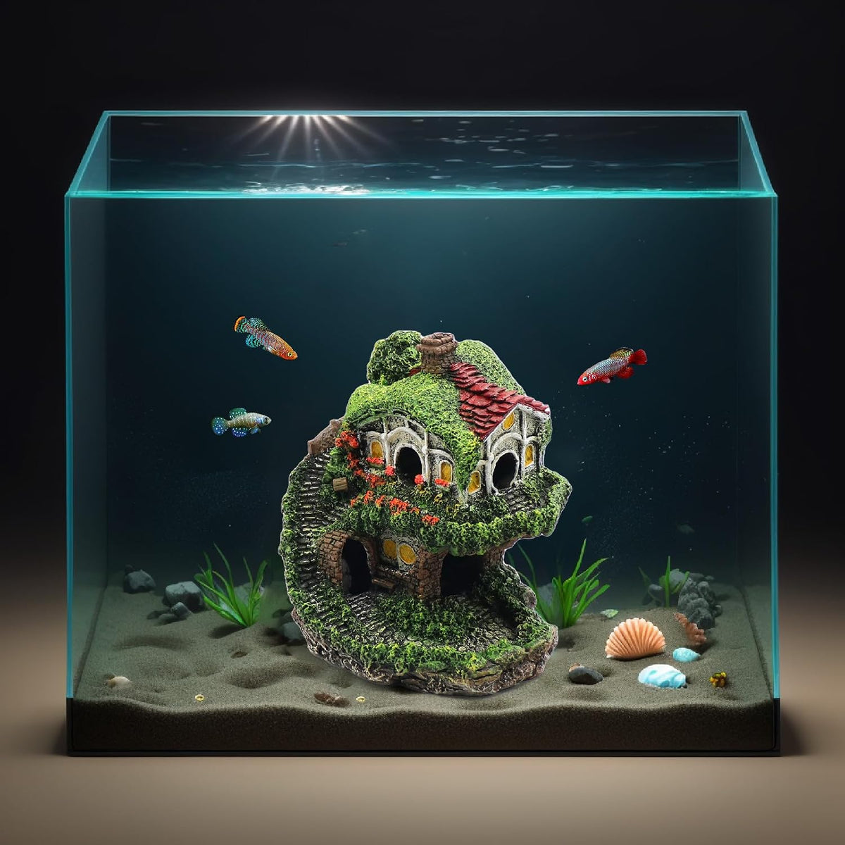 relaqcc Aquarium Decor Hideaway Cave, Betta Fish Tank House Accessories