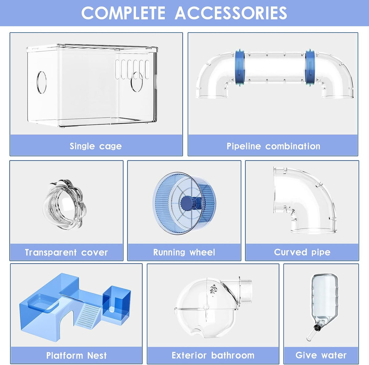 Hamster Cage,Clear Modular Habitat with Tube for Dwarf Hamster