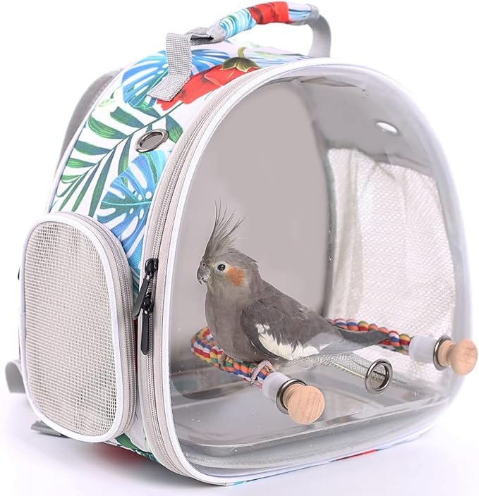 Bird Carrier Backpack with Rope Perch, Portable Bird Travel Carrier Backpack by ORIZZP