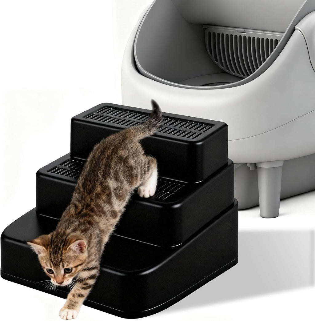 Adjustable Litter Box Step, Cat Ramp for Litter Box, 2 Steps, White