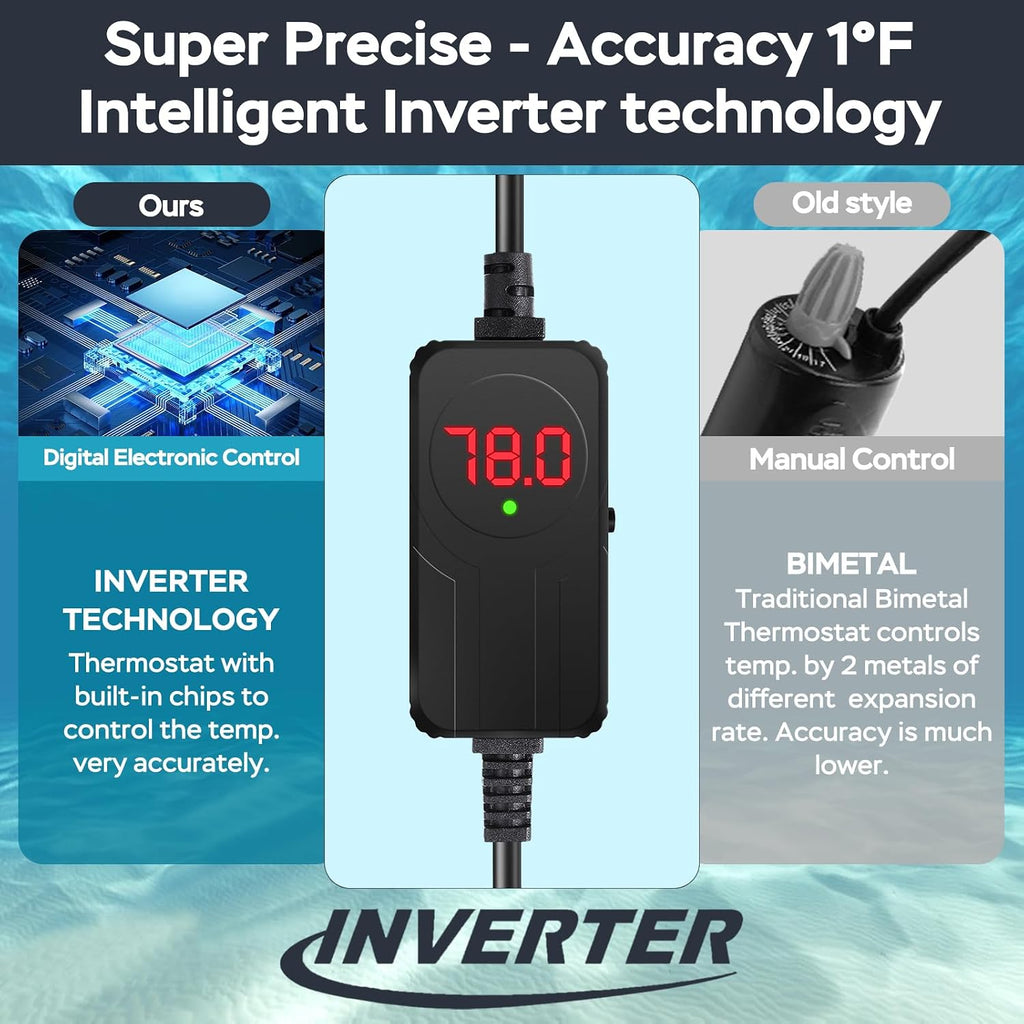 AquaMiracle 200W Submersible Aquarium Heater with LED Digital Display