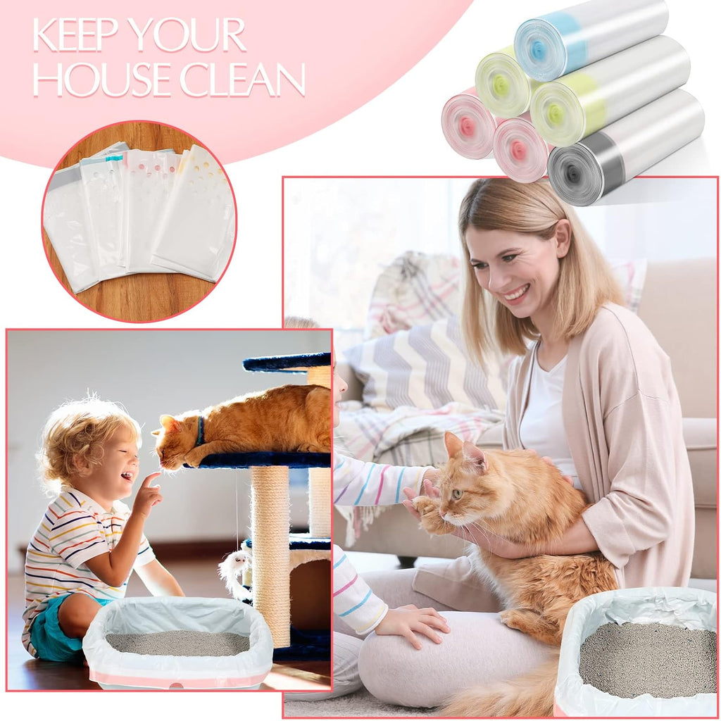 Jutom 84 Count Jumbo Sifting Cat Litter Box Liners with Holes 36''x18''