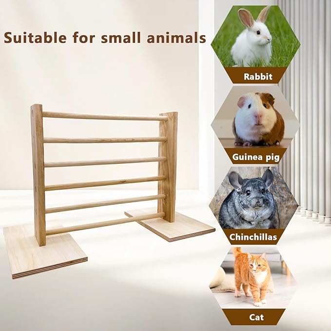 Hamiledyi Rabbit Jump Bar Rabbit Adjustable Hurdles Wooden Obstacle Exercise - Image 7