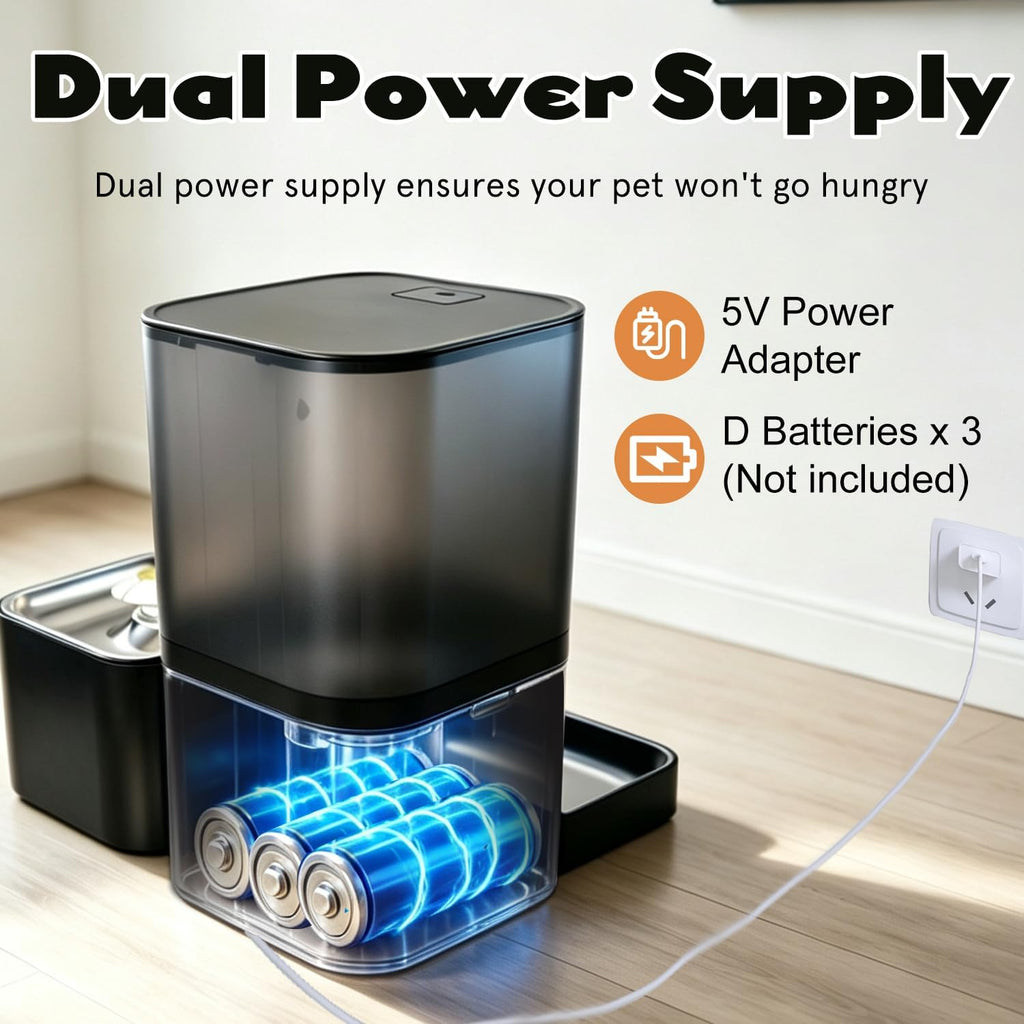 Automatic Cat Feeder with Camera, 2-in-1 Cat Food & Water Dispenser