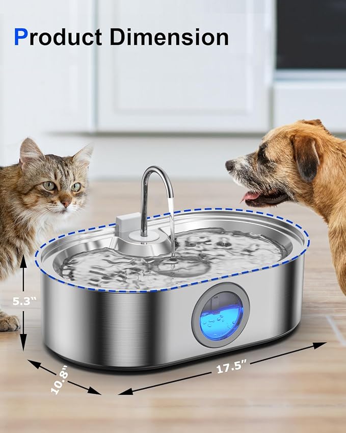 3.4Gal Dog Water Fountain for Large Dogs, 13L Stainless Steel Large Pet Fountain - Image 9