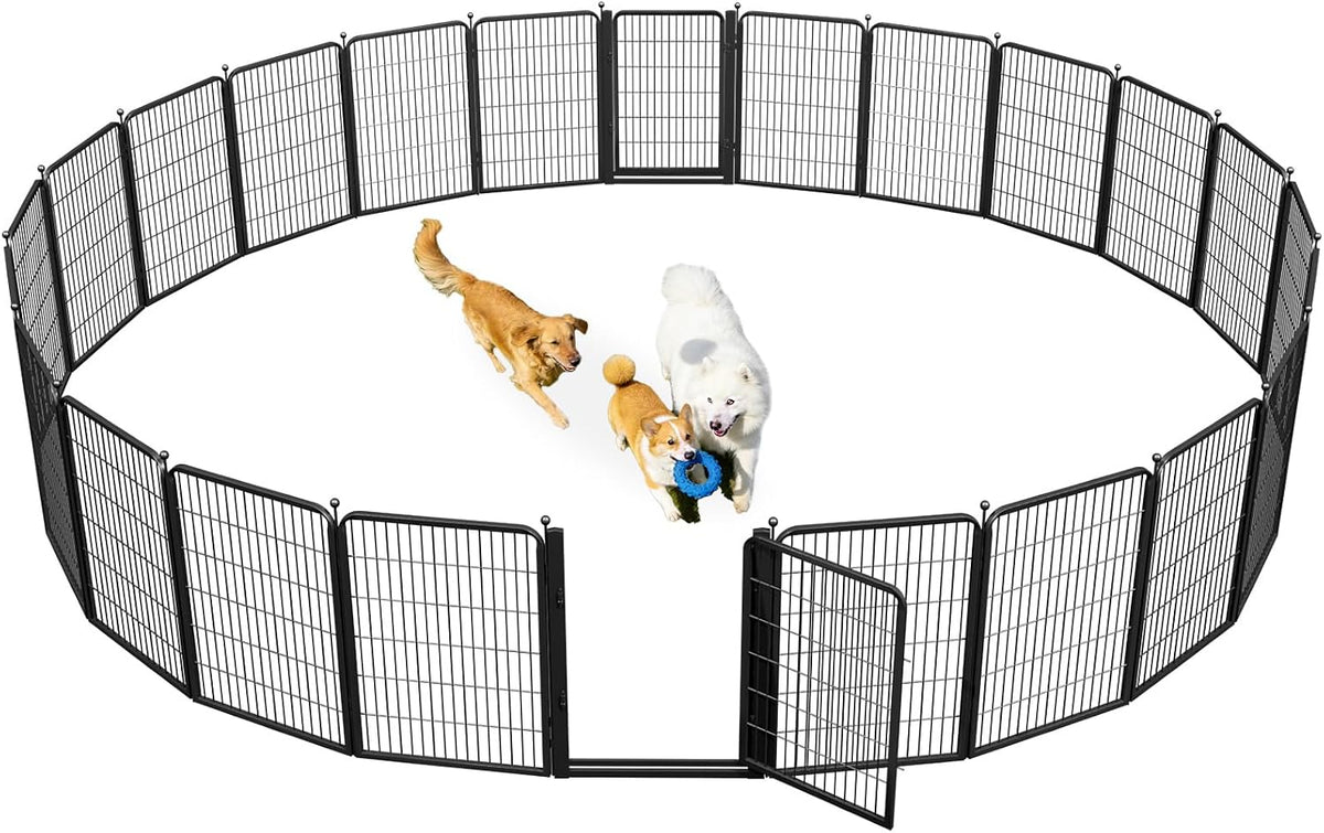 Dog Playpens Extra Wide Gate, 40" H 8 Panels Low Threshold Puppy Playpen Heavy Duty Dog Pen, Dog Playpen Outdoor for Yard RV Camping, Black