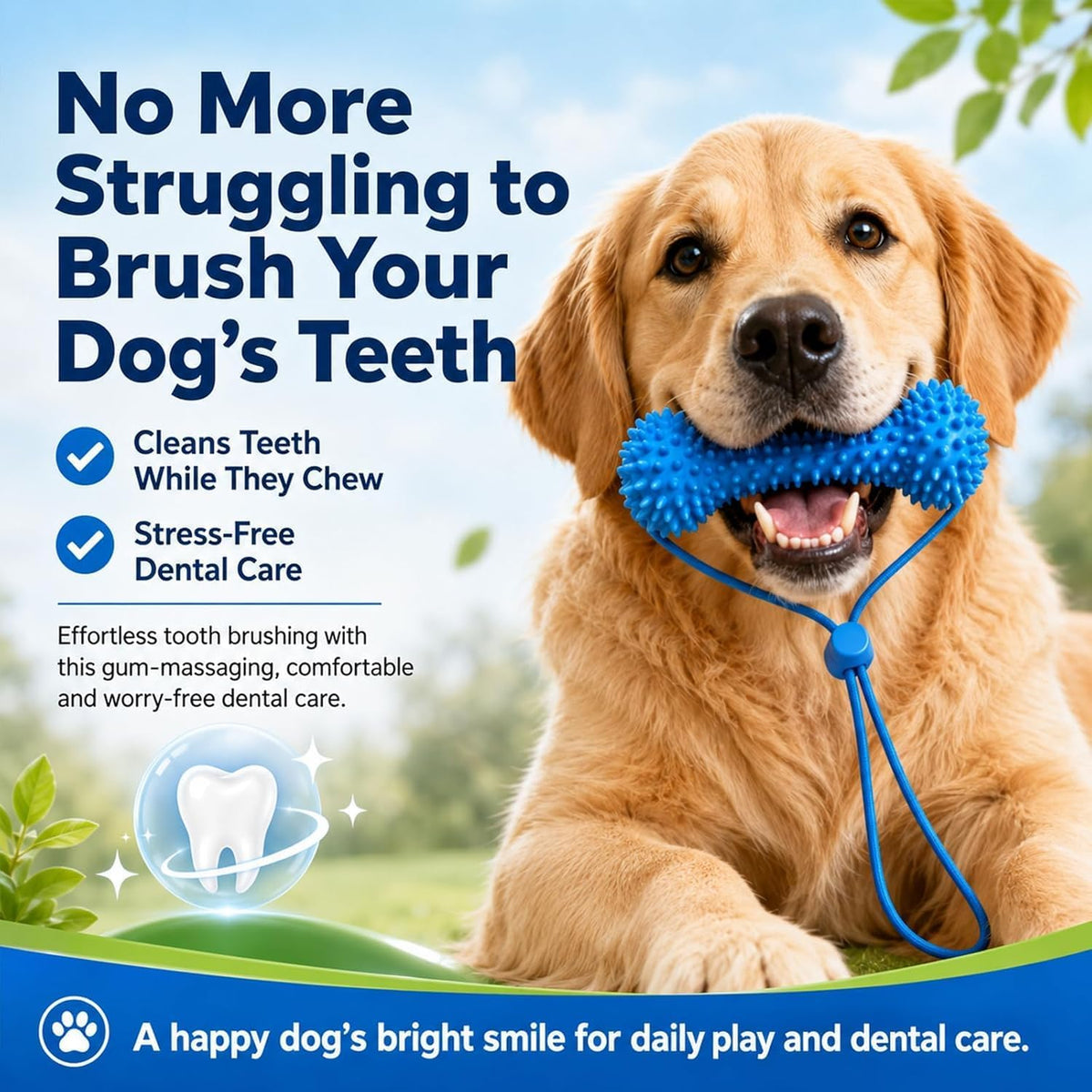 2Pcs Dog Toothbrush Helper,Dog Mouth Opener for Easier Teeth Cleaning,Dual-Action Canine Dental Prop,Bite and Brush Dental Toy for Dogs Teeth Cleaning,Adjustable Strap