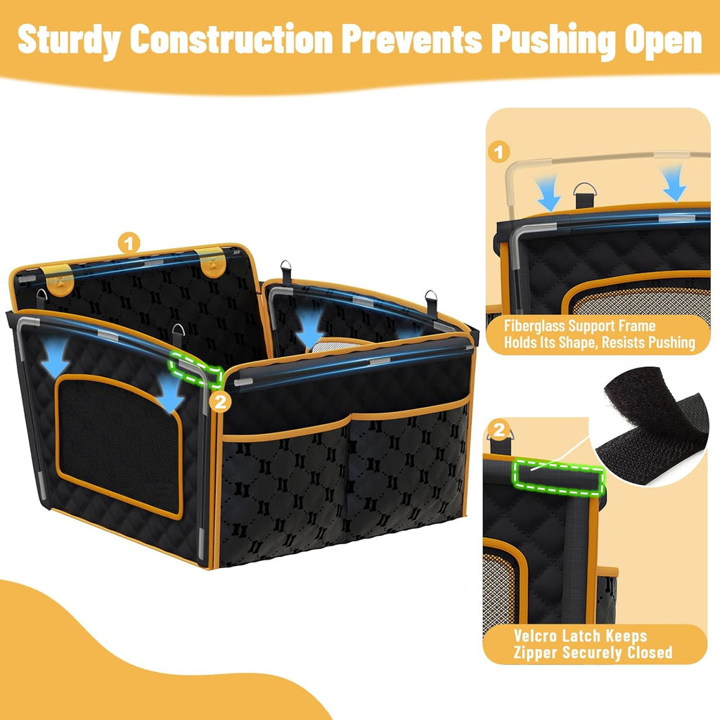 Dog Car Seat for Large Dog with Sturdy Fiberglass Support & Hard Bottom