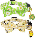 Breakaway Cat Collar with Cute Bow Tie Bell 2Pack Daisy Bee Pattern by PREHAI