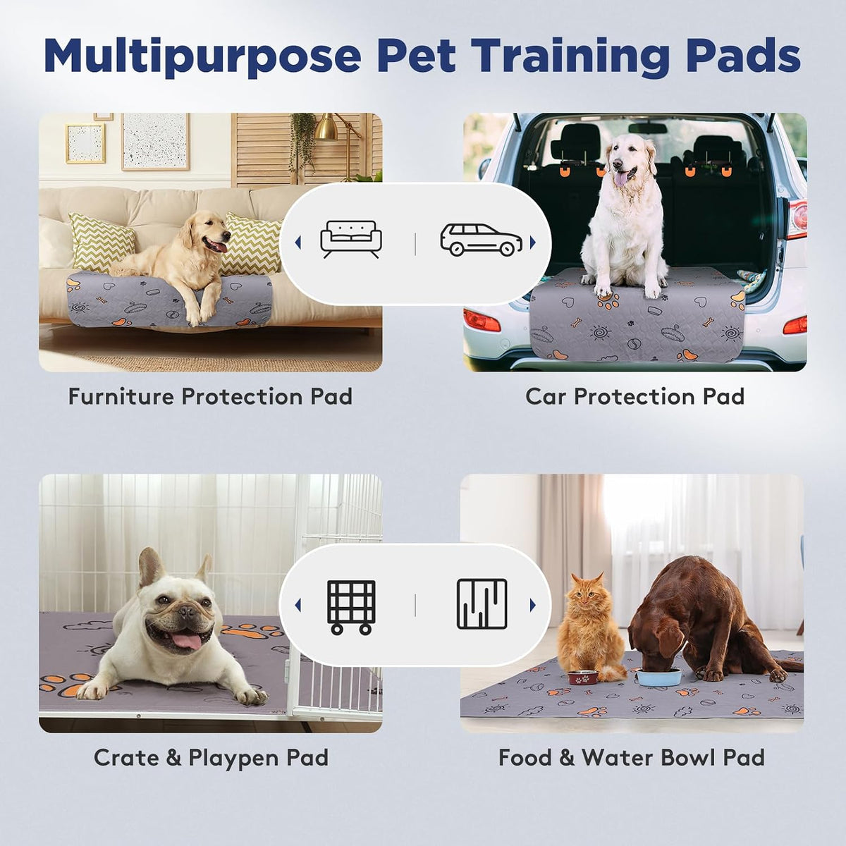 FURTIME Washable Pee Pads for Dogs, Super Absorbent, 2 Pack 18"x24" Purple