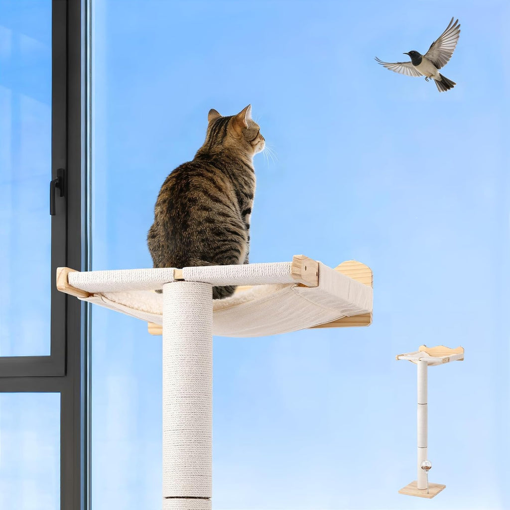 Keaber 44in Cat Scratching Post with Window Perch, Sisal Rope and Cozy Pad