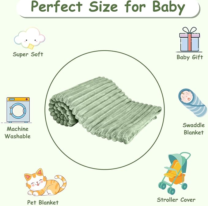 Soft Fleece Baby Blanket Ultra Cozy Green Baby Blankets - Image 7