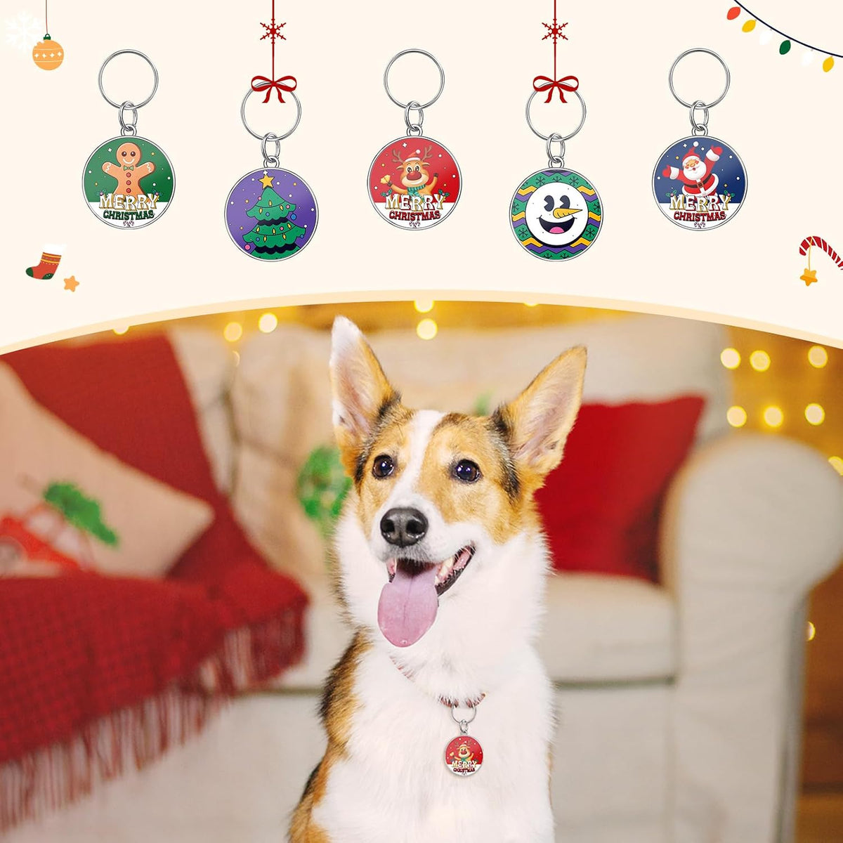 Holiday QR Code Dog ID Tag for Dogs, Christmas Pet Collar Charm, Scan QR for Instant Contact Info & Location Alerts, No Battery, No Monthly Fee