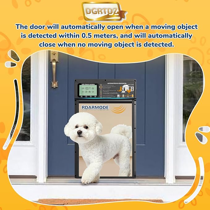 Dog Door, Solar & USB Rechargeable Pet Door, Timer & Light Sensor Modes Doggy - Image 3
