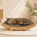 Curved Cat Scratcher Lounge Cat Scratching Board Bed, Natural Cardboard Cat Scratcher Sofa with Wooden Base, Comfortable Resting & Playing Scratching Pad for Indoor Cats