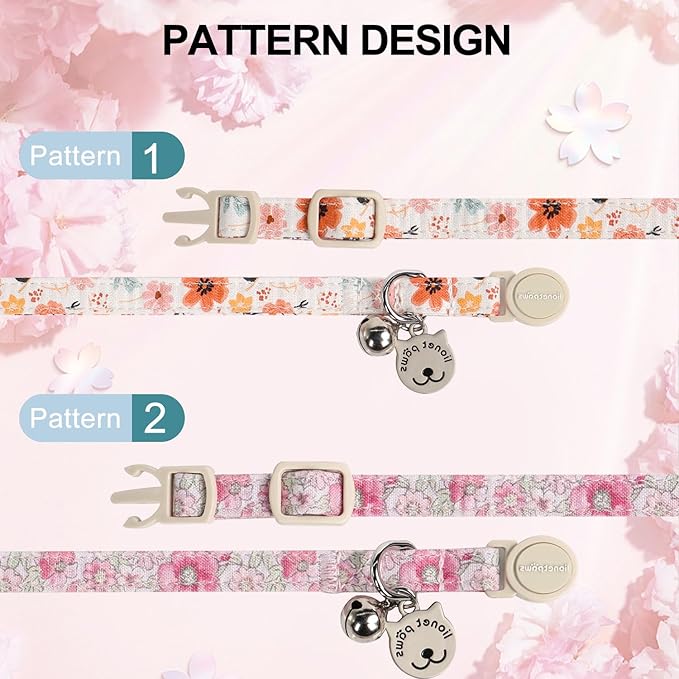 Lionet Paws 2pcs Pack Cotton Cat Collar, Breakaway Buckle - Image 3
