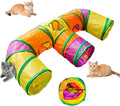 3 Way Collapsible Cat Tunnels with Interactive Ball, E Shape Folded Pet Tube Toy for Indoor Cats, Puppy, Kitty, Kitten, Rabbit