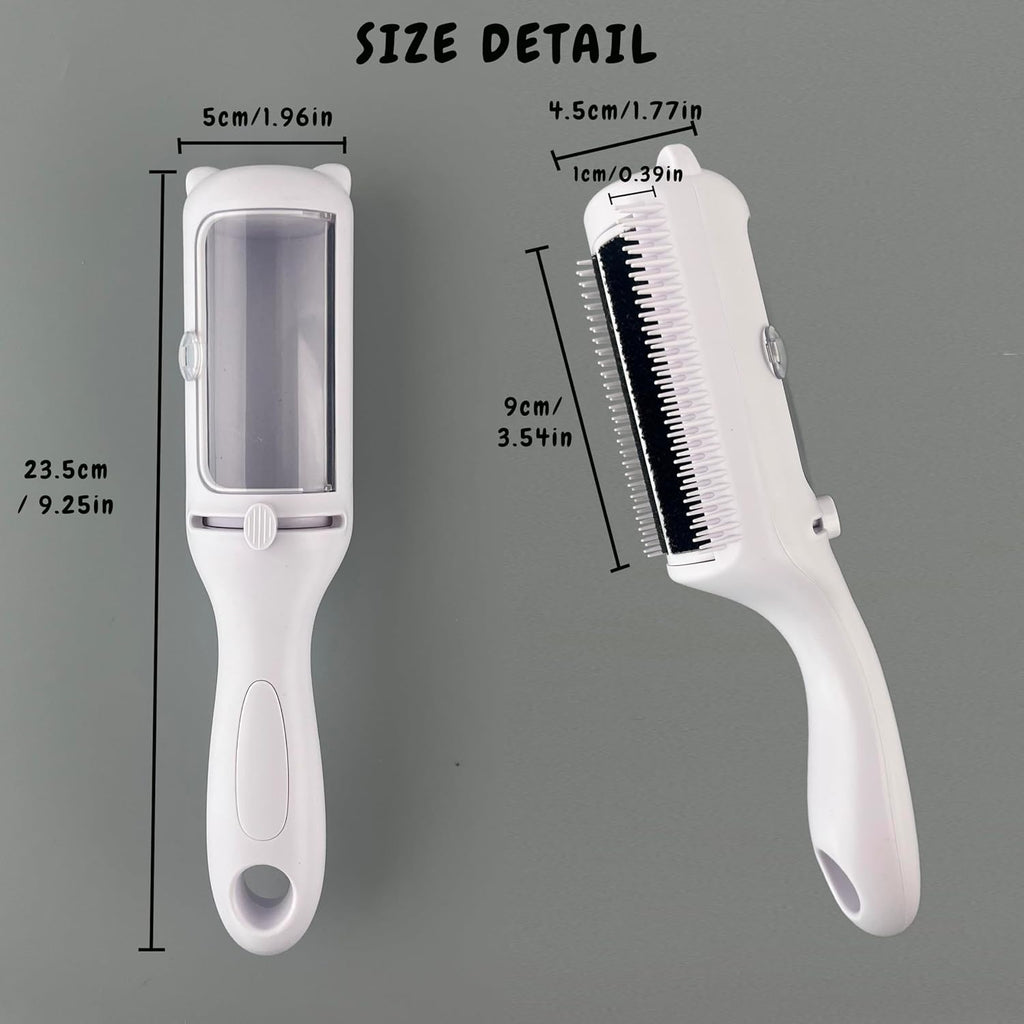Cat Brush Pet Dry Cleaning Brush Cat Self Sticky Brush for Shedding and Grooming Long Short Hair Removal Comb with Recycling Box for Kitten Dog Rabbit Massage Roller Removes Loose Fur (White)
