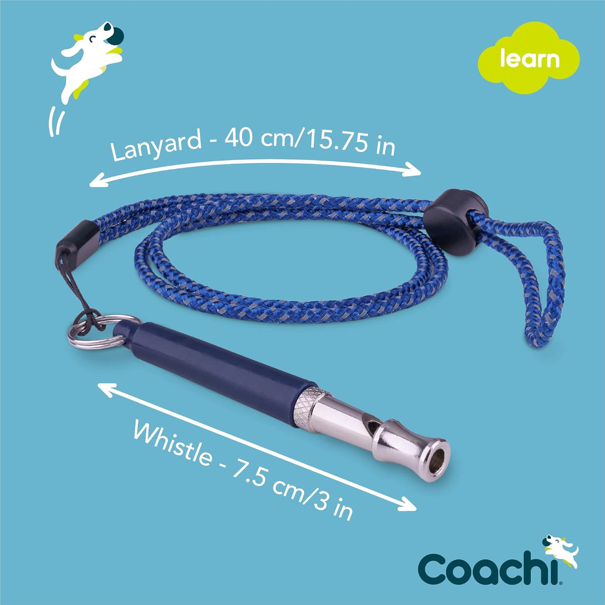 Coachi Professional Whistle, Adjustable Pitch, High Pitch, Recall Training, Lightweight & Compact, Adjustable Reflective Lanyard, Sensitive Dogs, Suitable for Dog & Puppy Training