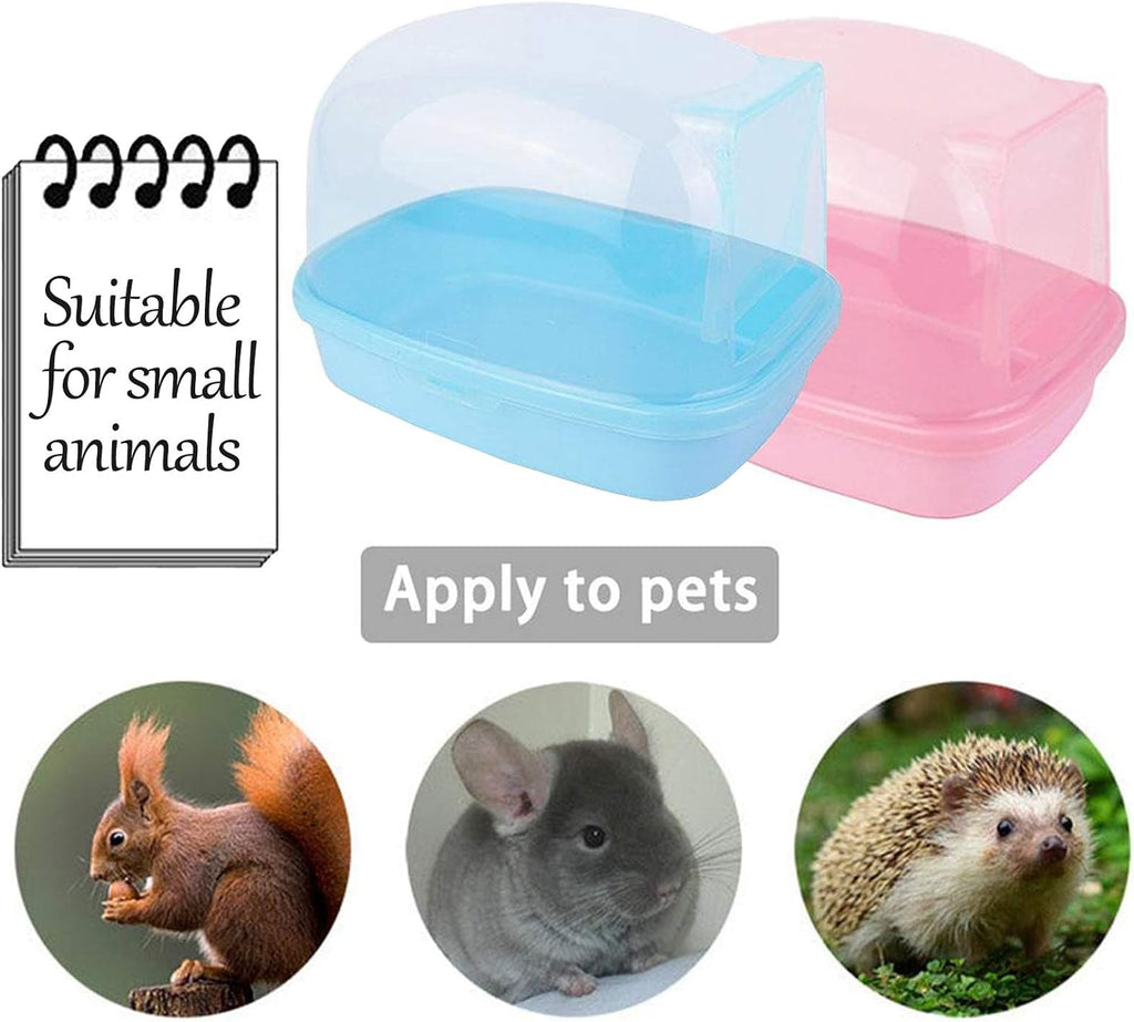 kathson Dwarf Hamster Bathroom, Chinchilla Sauna Room Plastic Sand Bath House Ideal for Gerbils, Hedgehog, Squirrel and Other Small Animals (Blue)