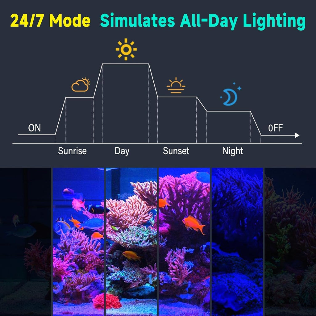 fishkeeper Saltwater Aquarium Light for 5-10 Gallon, 24/7 Reef LED Light