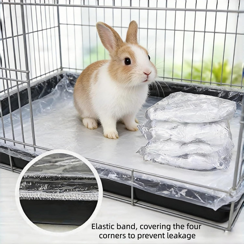 60PCS Disposable Small Animal Cage Liners, Leak-Proof Litter Box Bags with Elastic Edges, Universal Fit for Rabbits, Guinea Pigs, Hamsters, Birds, Chinchillas, and Hedgehogs