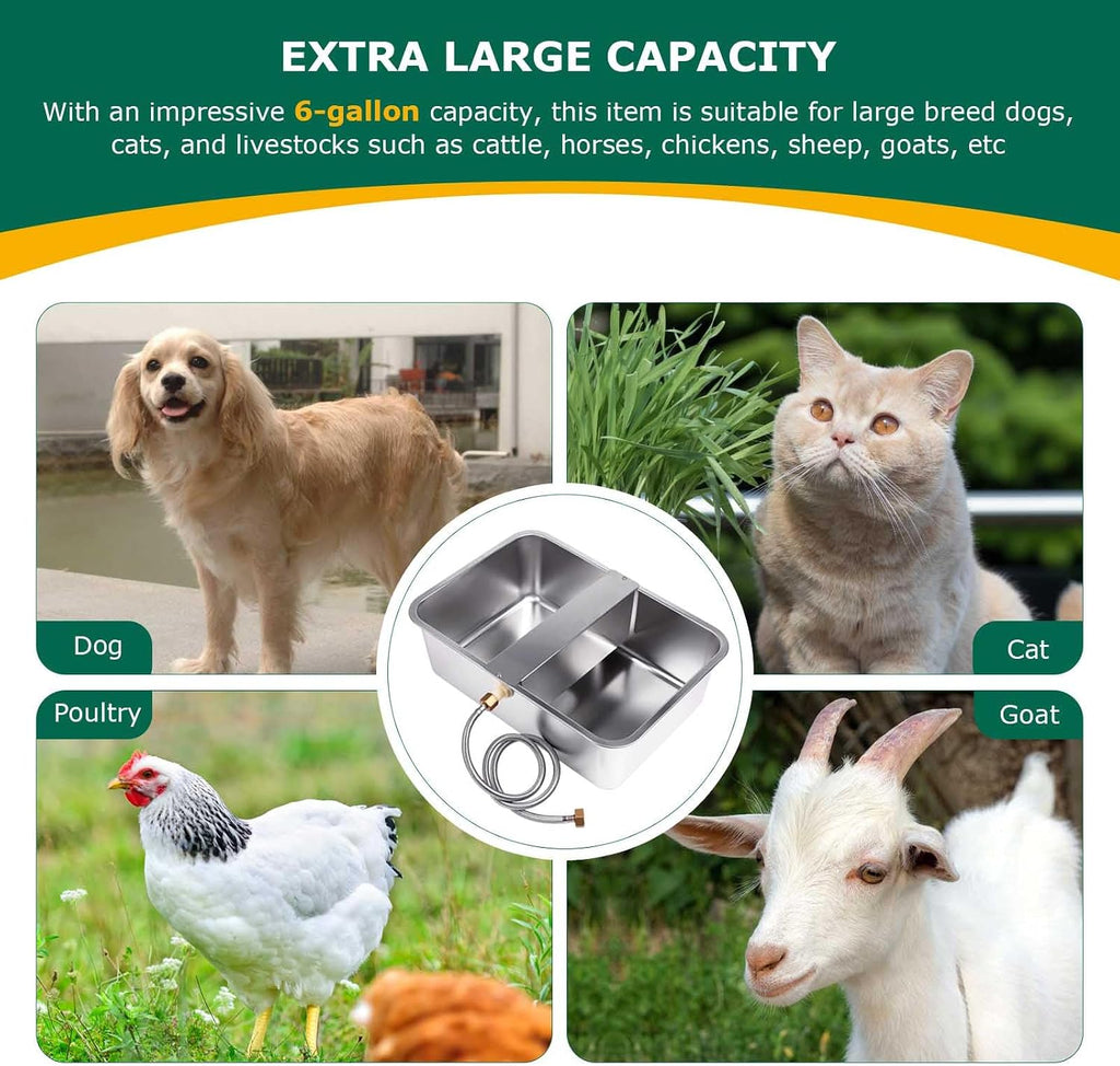 6 Gallon Automatic Dog Water Bowl Dispenser Outdoor Dog Waterer