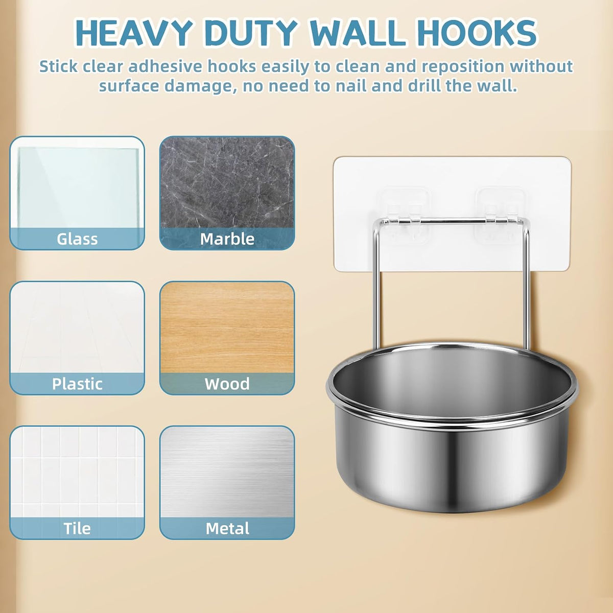 2 Pcs Wall Mounted Cat Food Water Bowls for Small Pets, S (12+19 OZ)