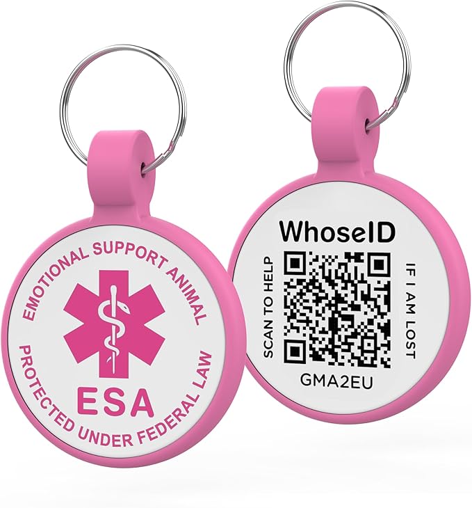 ESA Dog Tag, QR Code Dog Tag, Modifiable Free Pet Online Profile, Scannable QR by WhoseID