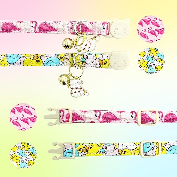 Elegant little tail 2 Pack Cat Collar-Animal Print Cotton Breakaway Cat Collars - Image 3