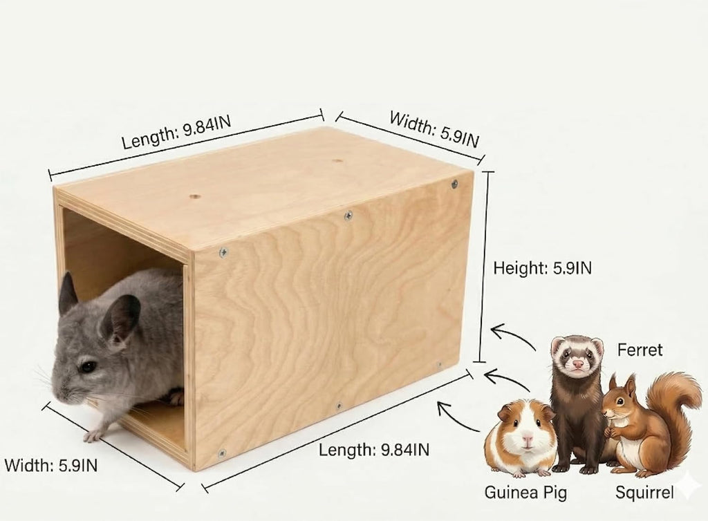 Chinchilla Hanging Wooden Tunnel Toys, Small Animals Tubes Tunnel Habitat, Chinchilla Squirrel Guinea Pig Rat Cage Accessories (Brown-A)