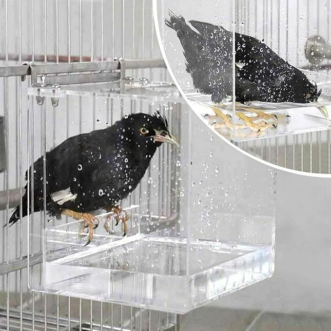 Hanging Bird Bath Cube Bird Bathtub Bath Shower Box Bowl Cage Accessory - Image 3