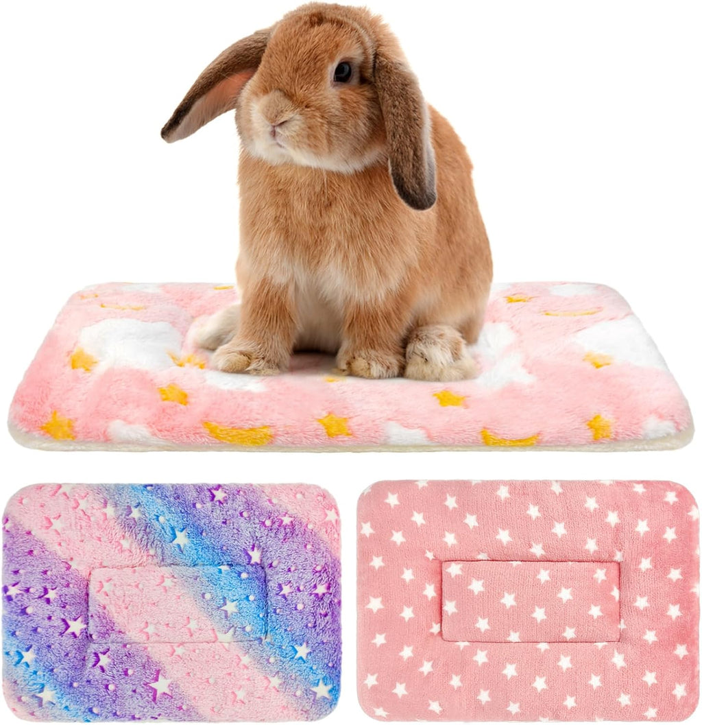 3PCS Guinea Pig Bed, Soft Rabbit Bedding, Fleece Bunny Mat