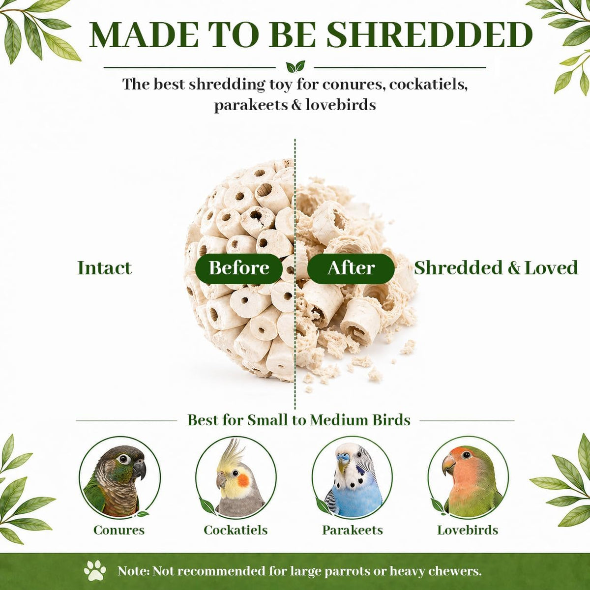 Bird Toys Sola Balls 2.36'' - 6PCS, Bird Foraging Toy, Soft Sola Atta Ball, Parrot Chew Shred Toy for Sharpening Claws and Beaks for Cockatiel, Parakeets, Conure, Love Birds, Budgie and Small Birds