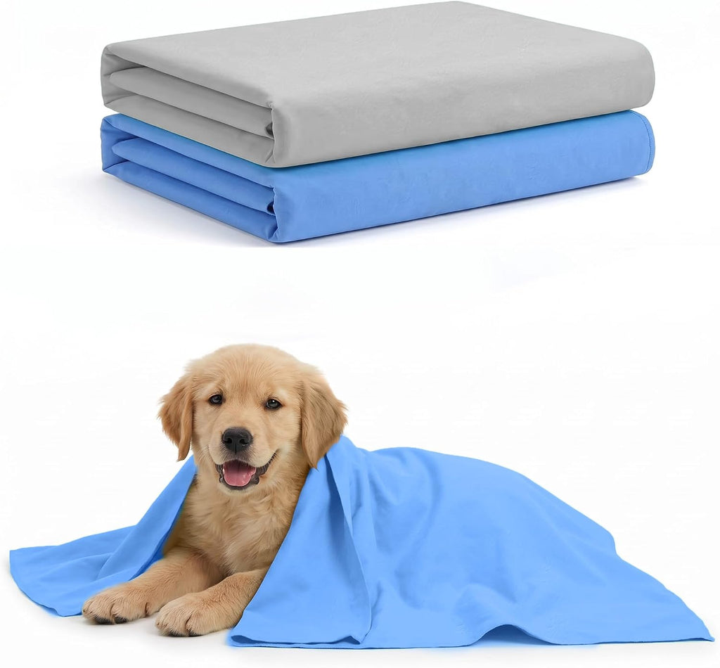 Quick Dry Pet Bath Towels 2 Pack Ultra Absorbent 26x17 Inch Dog Grooming Shammy Cloth Grey
