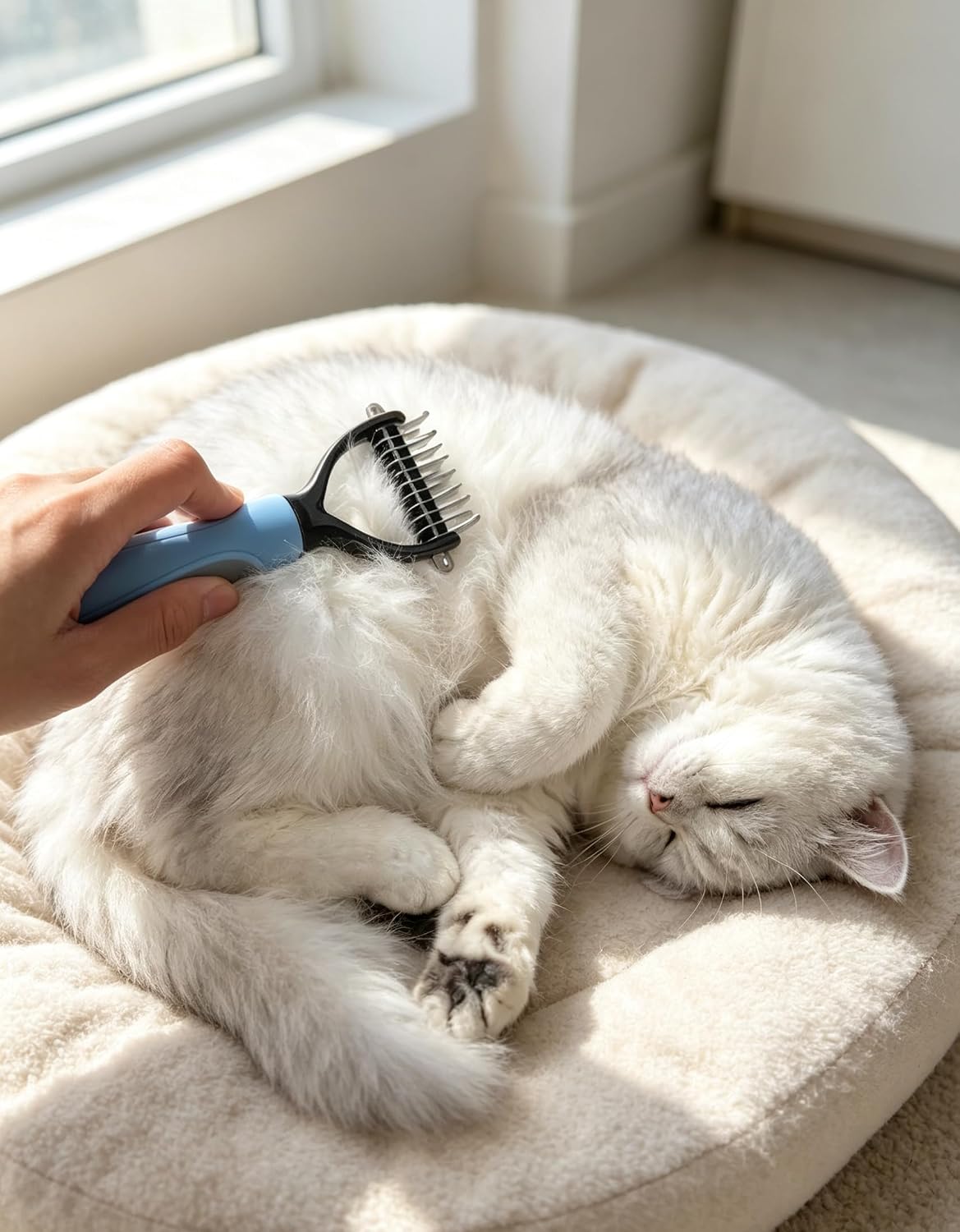 Pet Dematting Comb Kit, 1pc Double Sided Undercoat Rake for Mats & Tangles + 2Pcs Metal Pet Comb, Grooming Brush Set for Long Silky Haired Dogs and Cats, Small Size