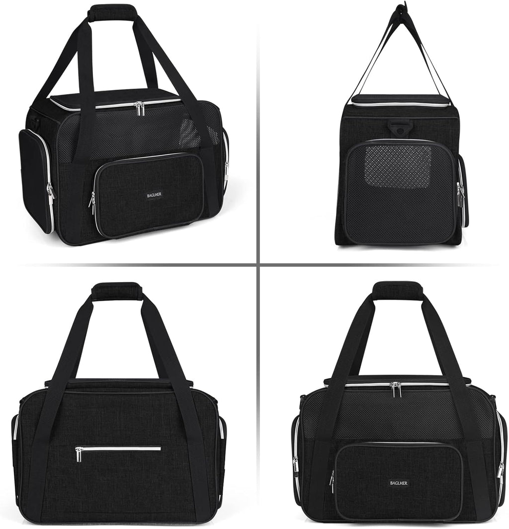 BAGLHER Pet Carrier for Cats & Small Dogs, Soft Sided Airline Approved Travel Carrier, Collapsible