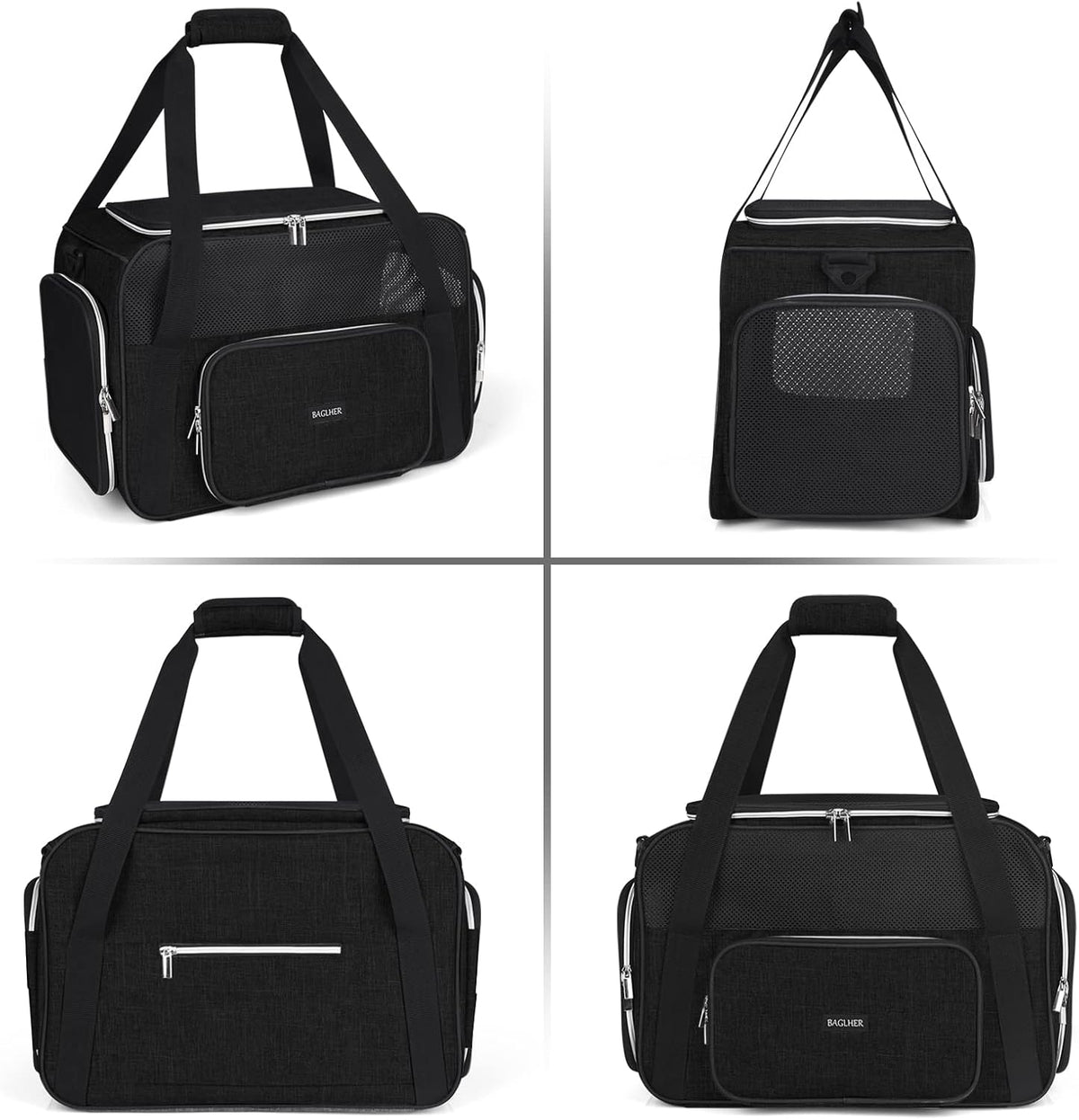 BAGLHER Pet Carrier for Cats & Small Dogs, Soft Sided Airline Approved Travel Carrier, Collapsible