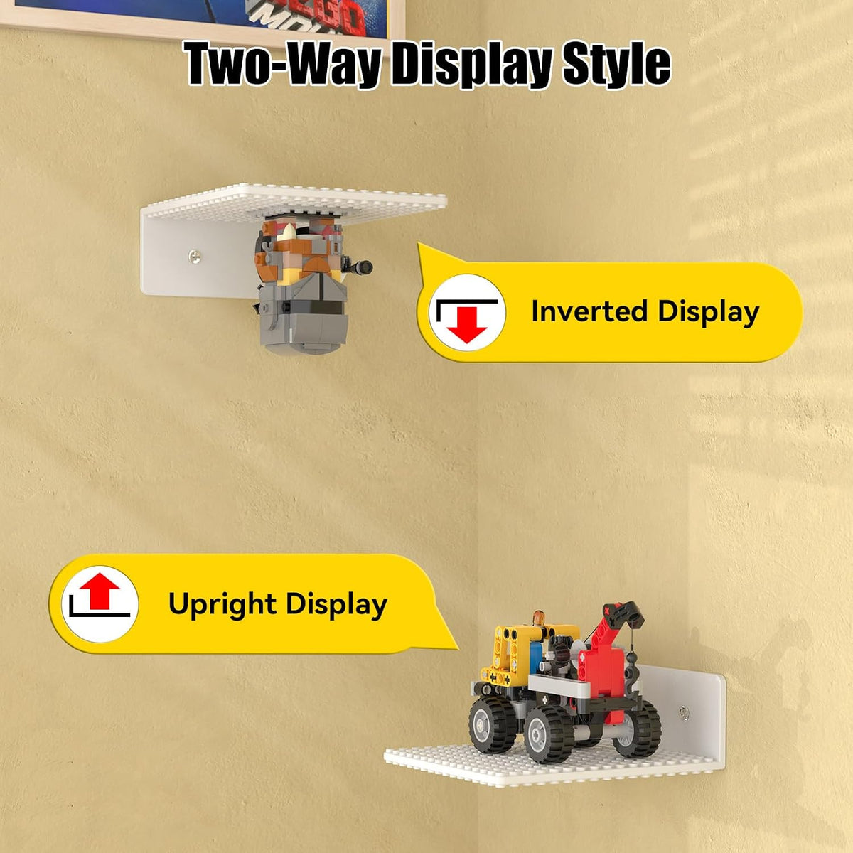 BlissBox 6Pack Floating Shelves for Wall Compatible with Lego Bricks,White