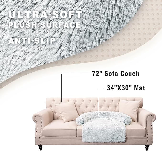 Calming Dogs/Cats Bed Mats, Dog Pad Washable Removable Couch Cover, Plush Long - Image 6