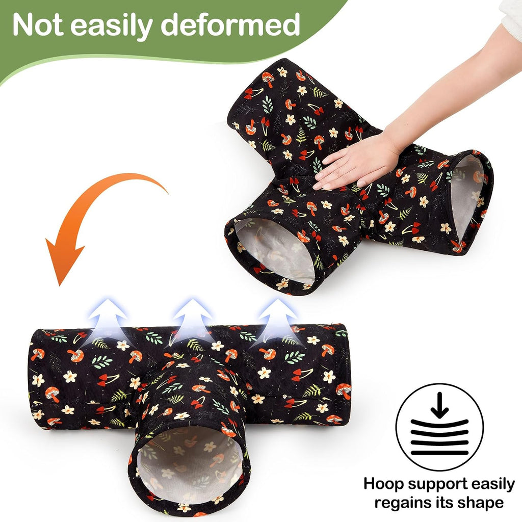 Bienbee Guinea Pig Tunnel, 3-Way Washable Collapsible Toy for Small Animals