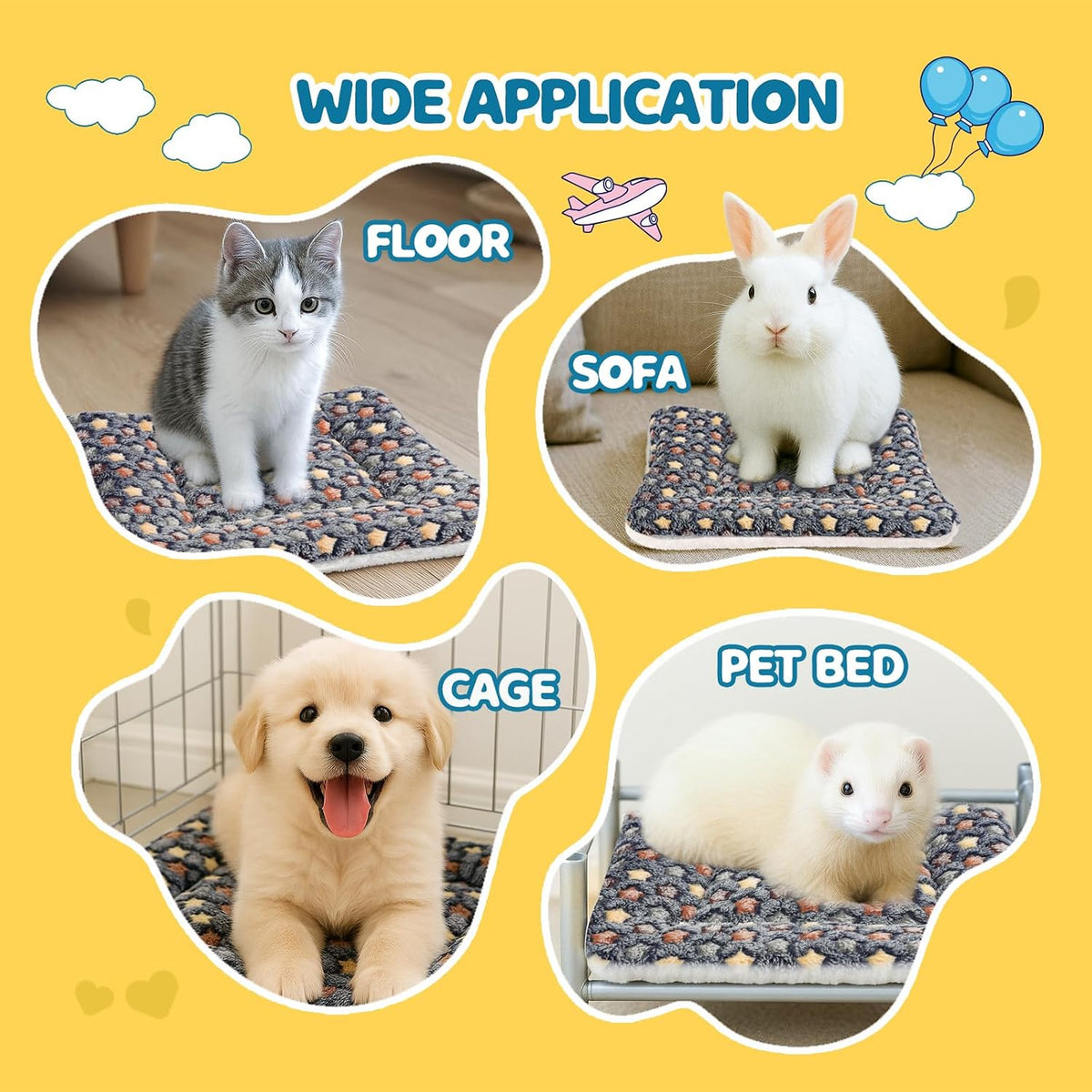 2 Pack Bunny Rabbit Bed - 14 x 17 Inch Upgraded-Thickness Pee Pads Bedding