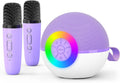 Mini Karaoke Machine Speaker for Kids Adults, Portable Bluetooth Microphone Song Toys with LED Light, Best Chritmas Birthday Festival Gift for 3 4 5 6 7 8+ Year Old Girls Boys (Purple-2MIC)