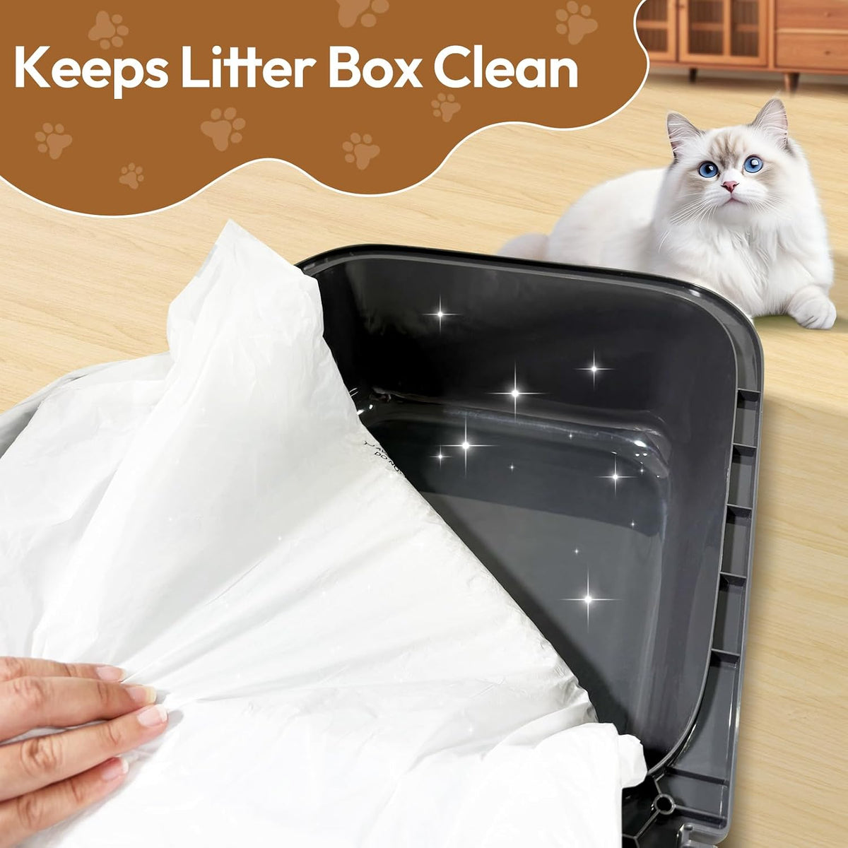 45 Count Litter Box Liners for Happypaw GEN 5 Plus Waste Bags, Leak Proof Replacement Jumbo Cat Litter Box Liners, Extra Thick Cat Litter Bags, Durable Waterproof