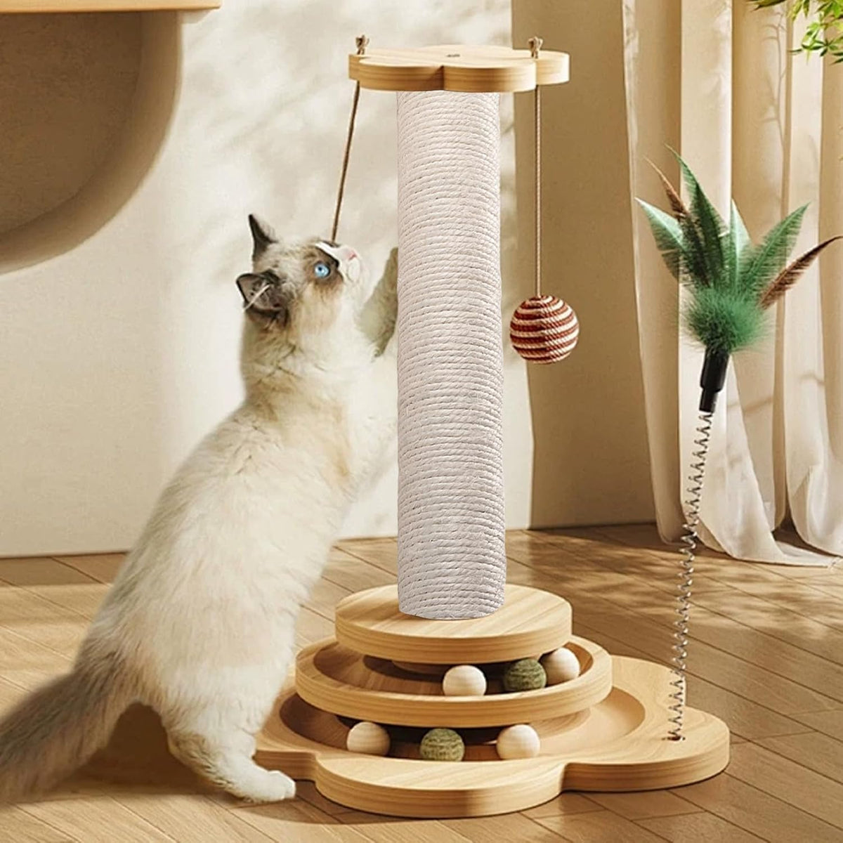 Cat Scratching Post Replacement Pole, 20 Inch Cat Tree Replacement Post, Natural Sisal Tree Parts
