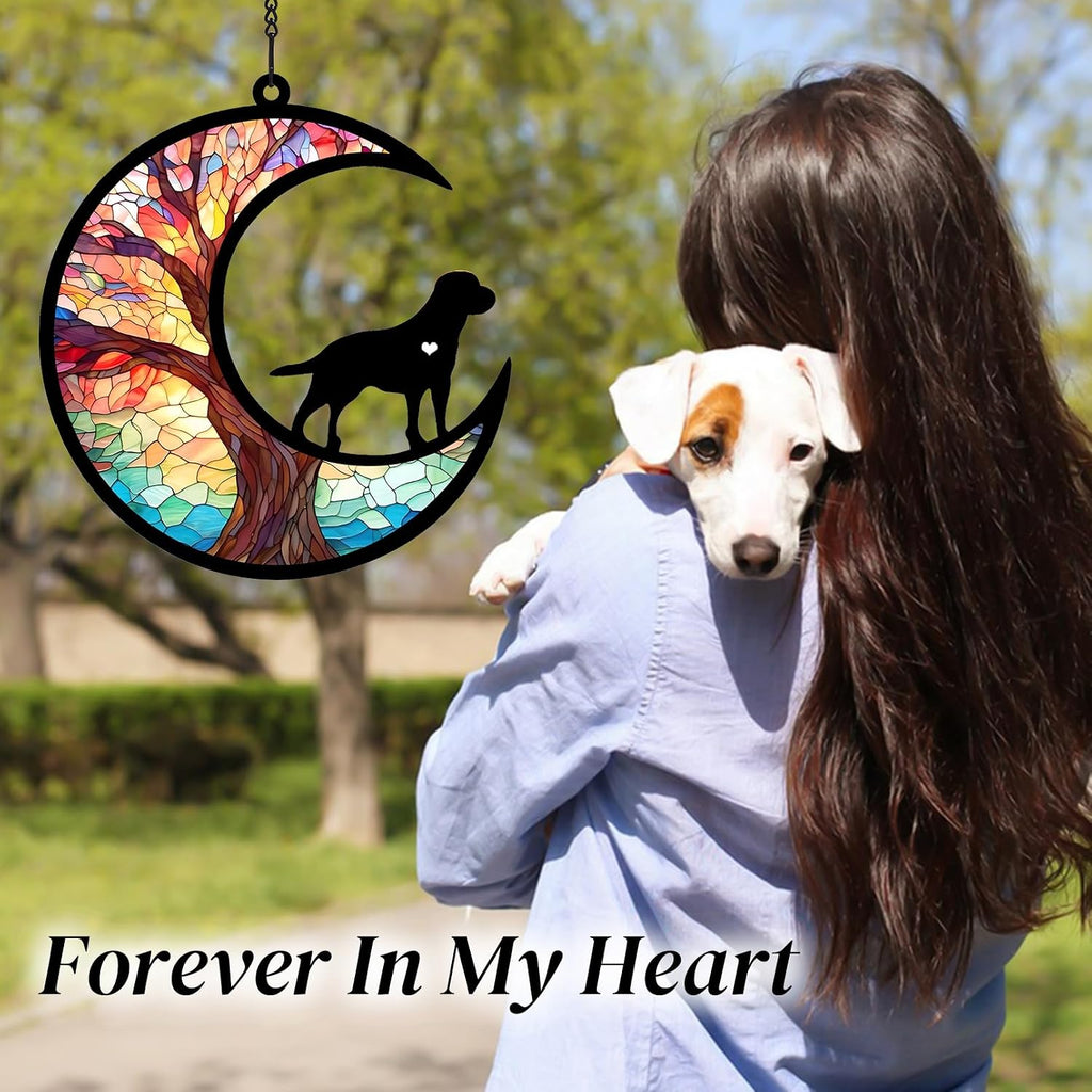 Dog Memorial Gifts for Loss of Dog Angel - Pet Dogs Memorial Suncatcher Gifts for DIY Dogs Death Sympathy Pass Away Gift with Card Name Date