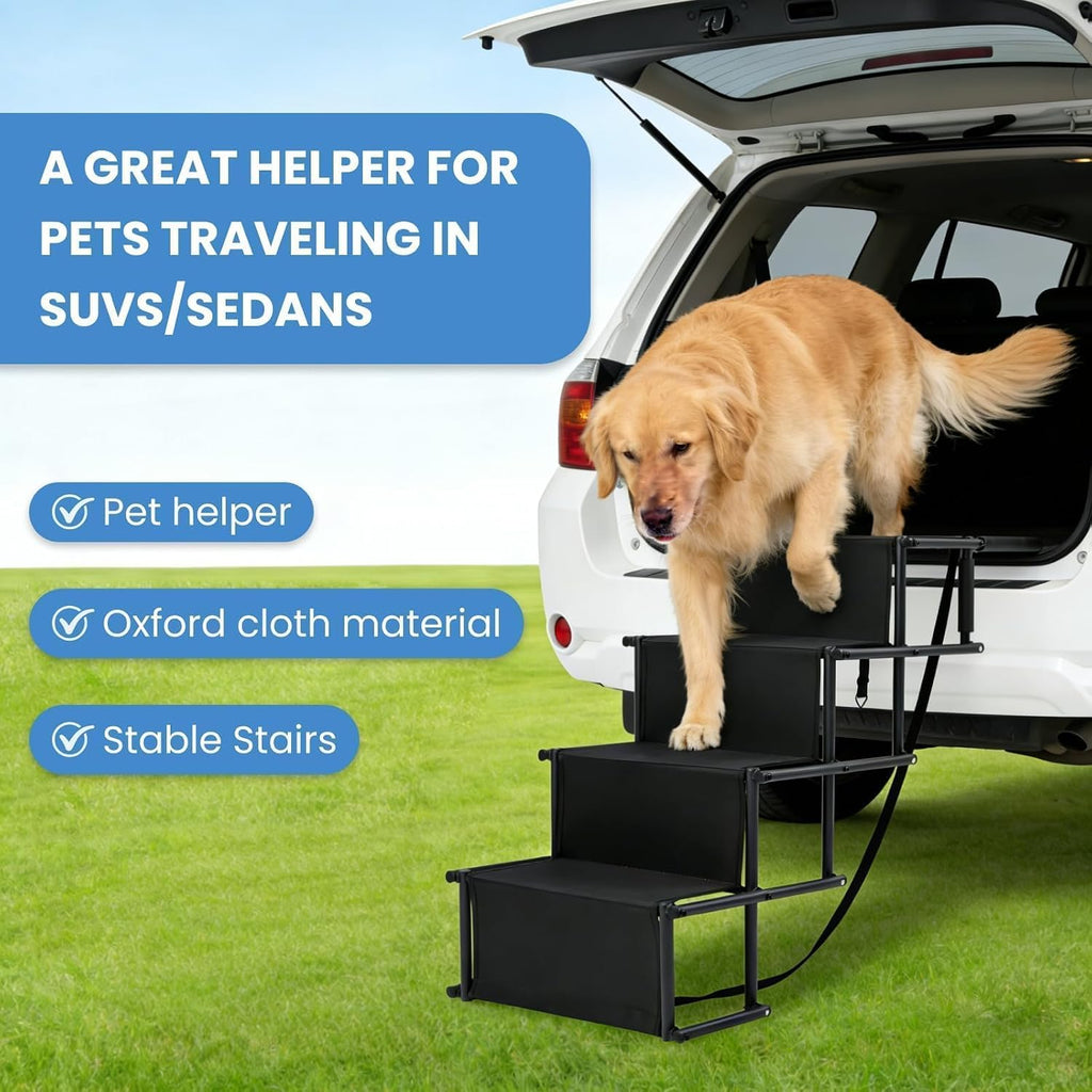 Portable Wide Dog 4-Steps, Large Dog Folding Stairs for Car, Truck, SUV