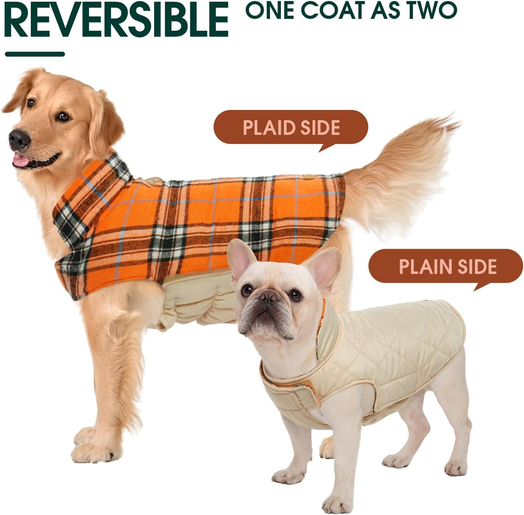 Kuoser Waterproof Dog Coat, Warm Reversible Dog Jacket with Leash Hole