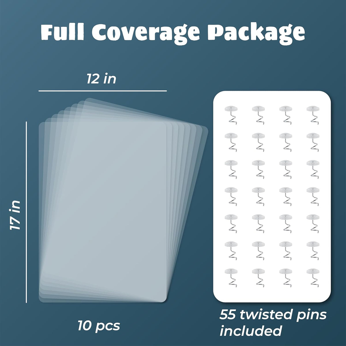 Large Cat Scratch Furniture Protector, 10 Pcs Transparent Couch Protector from Cat Claws, Single-Sided Self-Adhesive Anti-Pet Deterrent Sofa Protector with 55 Pins for Walls & Doors, 17IN