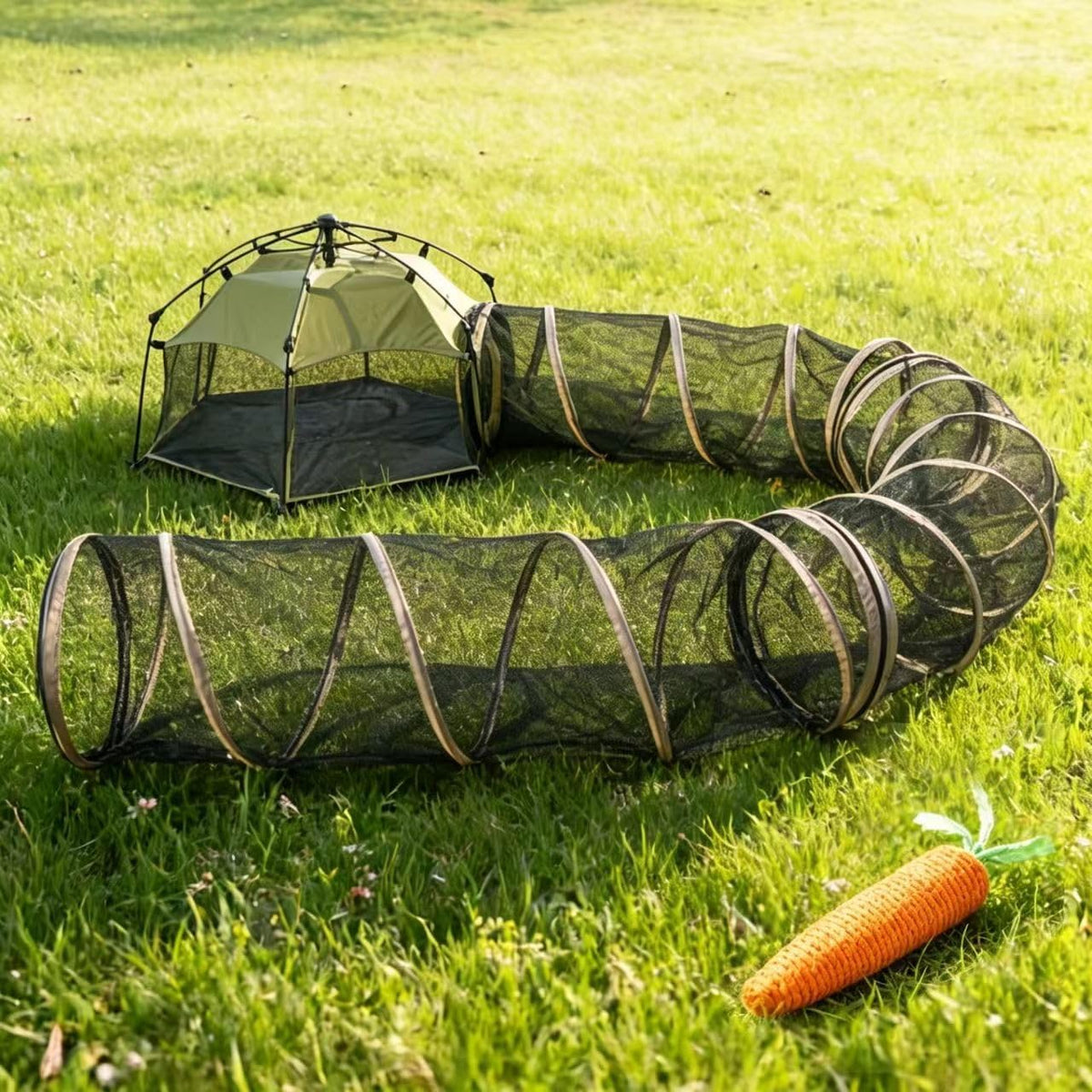 Cat Play Tent & 3 Cat Tunnels Bundle Indoor Outdoor